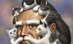 老頭愛貓咪愛老頭♥ 貓肉球與筋肉人之愛的插畫 插畫、貓咪、瞬く、肌肉、老頭