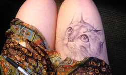 大腿上躲著一隻貓  鉛筆就能完成的人體彩繪 彩繪、大腿、Jody Steel、鉛筆