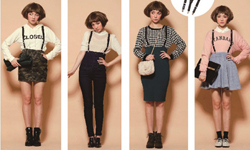 Let’s Jump High！吊帶的萬能傳說【下篇】 Choc、吊帶褲、窄裙、厚棉T恤、小花圖案、傘襬裙、秋冬、約會