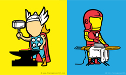 鋼鐵人竟然去賺零用錢！超級英雄打工的超可愛插畫 Chow Hon Lam、丘漢林、Part Time Job series、英雄、插畫