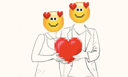用通訊軟體搞曖昧！表情符號展演戀愛各階段的插畫 Tal Drori、heart story、通訊軟體、曖昧、表情符號、戀愛、插畫、skype、MSN