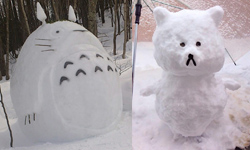 我家門前有龍貓！日本暴風雪中的療癒雪人 療癒、雪人、龍貓、日本、暴風雪