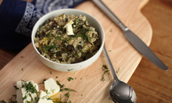 經典地中海風味　希臘蒔蘿菠菜飯 4F、4F COOKING HOME、希臘蒔蘿菠菜飯、檸檬汁、健康、泰國香米、煙燻鮭魚