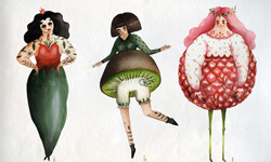 當火龍果變成人？果菜女孩ABC時尚插畫 插畫、藝術、Aitch、蔬果、蔬菜