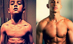 六塊肌、人魚線都練成！8歲迷你健美先生 六塊肌、人魚線、、8歲、迷你