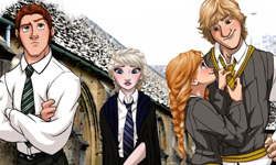 分類帽會把公主王子分到哪？霍格華茲的迪士尼班對 Annabella、哈利波特、迪士尼、霍格華茲、冰雪奇緣、學院風、制服、公主、王子