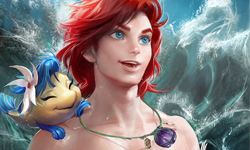 小美人魚變陽光猛男！令人噴鼻血的性轉迪士尼插畫 性轉、迪士尼、迪士尼公主、Sakimi、插畫