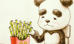 貓熊吃竹子薯條？怪異又幽默的手繪插畫 Keigo、日本、插畫、幽默、奇趣