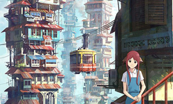 老屋、少女、飛行船 插畫師的魔幻理想國 飛行船、插畫、魔幻、理想國、馬來西亞、插畫師、Chong FeiGiap、新海誠、異世界、宮崎駿、藝術