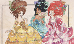 愛麗兒、茉莉穿越到18世紀？華麗洛可可風的迪士尼公主 愛麗兒、茉莉、18世紀、洛可可、迪士尼