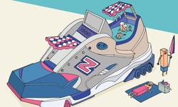 女孩最愛的球鞋變成游泳池！熱門鞋款大變身 Ghica Popa、New Balance、鞋、Nike、慢跑、游泳池、軍艦、可愛、插畫、藝術、藝術