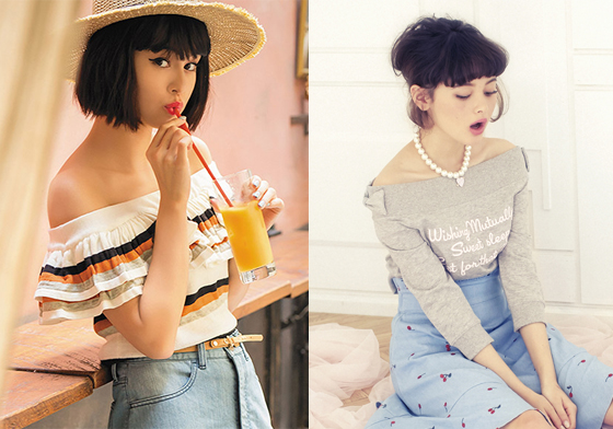 露出香肩來抓住他的目光！小露性感剛剛好的一字領穿搭術 一字領、穿搭、性感、肩膀、荷葉邊、條紋