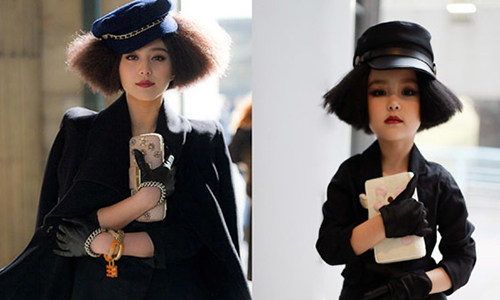 從小就立志要當范爺？小女孩cos范冰冰時裝週造型不能再更萌了！ 范爺、范冰冰、可愛、萌、時裝週