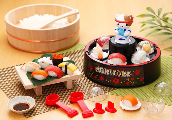 和貓咪師傅一起做壽司吧！手作美味壽司器具「大迴轉壽司丸」 大回転！すしまる、大迴轉壽司丸、玩具、日本、壽司、貓、貓咪、喵星人、手作