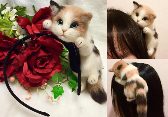 你頭上有隻喵星人耶！超搶眼擬真動物造型髮箍 ゆかりん、羊毛氈、日本、手作、藝術