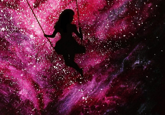 瞬間墜入充滿未知感的宇宙　正妹插畫家用水彩畫出一片片奇幻星空 Danielle Foye、正妹、插畫、插畫家、宇宙、星空、大自然、人像、奇幻、神秘、水彩、藝術