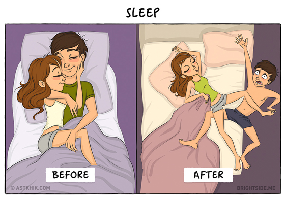 婚後就是準備放開肚子大吃！婚前vs.婚後的超寫實幽默插畫 婚前、婚後、結婚、寫實、現實