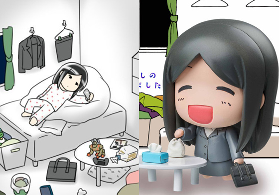 看著看著好像就不寂寞了！療癒滿點「一個人住的OL」Q版公仔 ひとり暮らしのOLを描きました、一人暮らしのOL、一個人住的OL、黒川イ衣一、A-TOYS