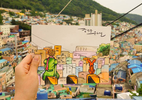 將「小王子」也收進畫筆中！韓妞超夢幻手繪將釜山美景串起啦 釜山、插畫、그림그리는베짱이、明信片、手繪