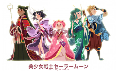 水手金星變成女忍者？當美少女戰士穿越到古日本長這樣！ Renarêve、美少女戰士、插畫、藝術