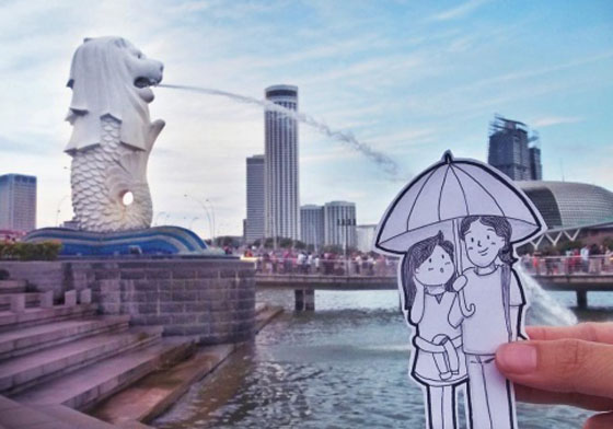 這樣放閃實在好可愛！法國情侶用插畫拍出童趣出遊照 情侶、插畫、放閃、可愛、童趣