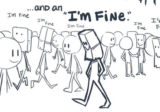 「你的笑只是你穿的保護色」 畫出憂鬱症真實心理的漫畫 Colleen Butters、憂鬱症、漫畫、心理、面具