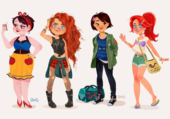 貝兒是超愛熬夜追劇的少女？迪士尼公主的現代生活原來是這樣... 迪士尼、公主、花木蘭、小美人魚、美女與野獸