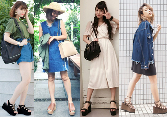 厚底涼鞋又回來了！日本女孩現在都在穿的款式有這些… 厚底サンダル、厚底涼鞋、日本、繫帶、綁帶
