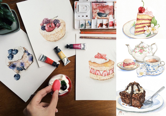 吃貨們的胃再度被撩撥了嗎？少女心滿點的水彩美食手繪 instagram、pf.diary、Thailand、泰國、插畫