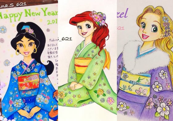 當愛麗兒換上和服？衝突卻又不違和的和風迪士尼公主Fan Art 迪士尼、迪士尼公主、和服、日式、Fan Art