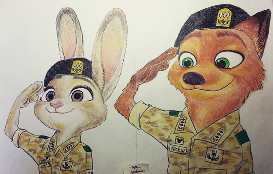 這款劉大尉你可以嗎？茱蒂&尼克客串超有愛fan art 茱蒂、尼克、動物方城市、太陽的後裔、宋仲基