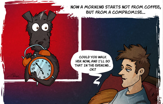 實現「以領養代替購買」！把狗狗從收容所領回來的7個階段 以領養代替購買、狗狗、收容所、愛心、關懷、心防、插畫、藝術