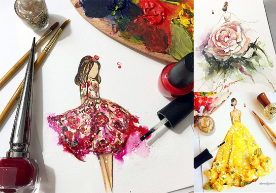 指甲油也能在紙面上引領時尚？夢幻感十足的華麗禮服插畫 instagram、artclaytion、Chan Clayrene、Fashion、時尚