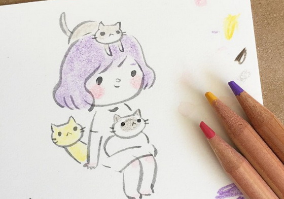 就跟貓咪一樣輕輕地陪著你的小憂鬱　特別適合秋天的溫暖插畫 makkuroame、Amelia C、ameliacan、Amelia、插畫