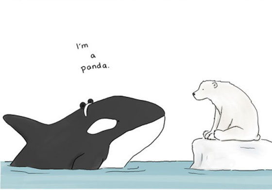 殺人鯨也能一秒Cosplay熊貓？超幽默插畫描繪屬於動物們的萬聖節 插畫、Liz Climo、辛普森、卡通、漫畫