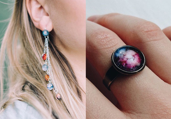宇宙就在你的指間跳舞！超絕美星空首飾 星空、宇宙、首飾、耳環、項鍊