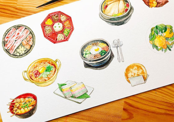 今天吃什麼？濟州設計師用「銅板」雞啤來誘惑你～ 水彩、美食、日本、韓國、拉麵、冰淇淋、抹茶、藝術