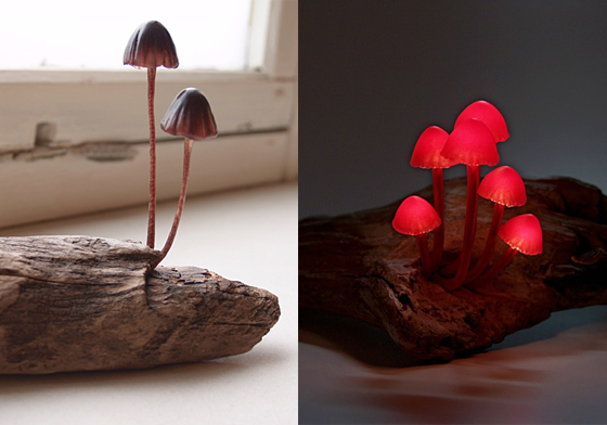 千萬別把它當成火鍋料了！日本藝術家的超精緻蘑菇燈飾 燈飾、蘑菇、グレイト マッシュルーミング、燈、木頭