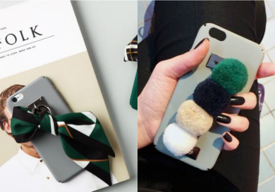毛球2.0升級串一起！韓妞冬天都在拿這3款手機殼啊 手機殼、毛球、絲巾、絲巾領帶、金屬釦環