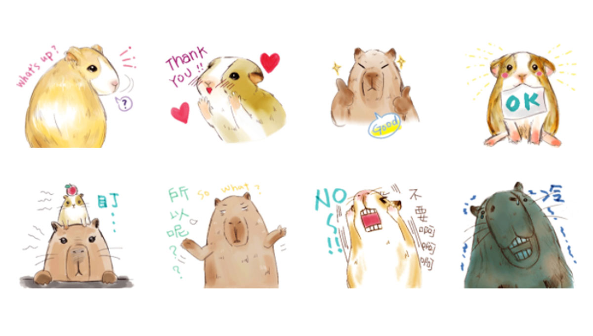 看貼圖就療癒力滿分！懶萌的《豚哥鼠弟》貼圖 Line、貼圖、水豚、天竺鼠、懶、萌、上班族、心聲、插畫、療癒、豚哥鼠弟