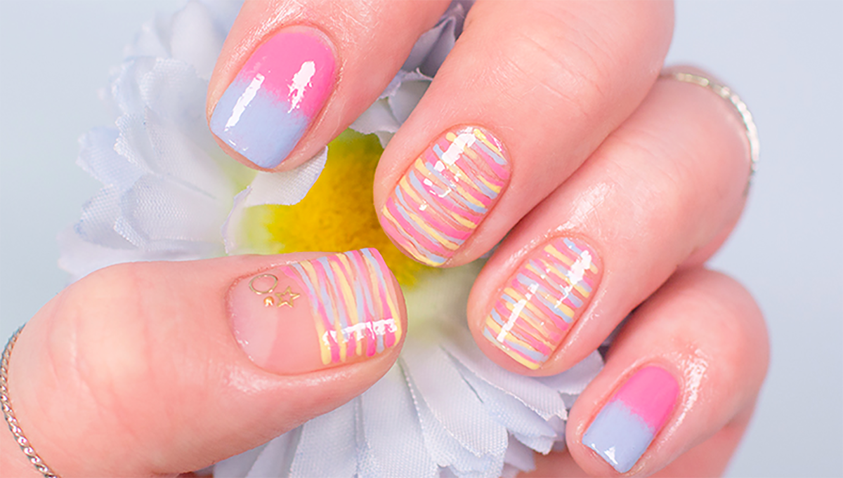 今天的指尖是草莓口味的？！讓人看了就想舔的冰淇淋指甲彩繪 繽紛、可愛、指甲彩繪、冰淇淋、條紋、漸層、少女 