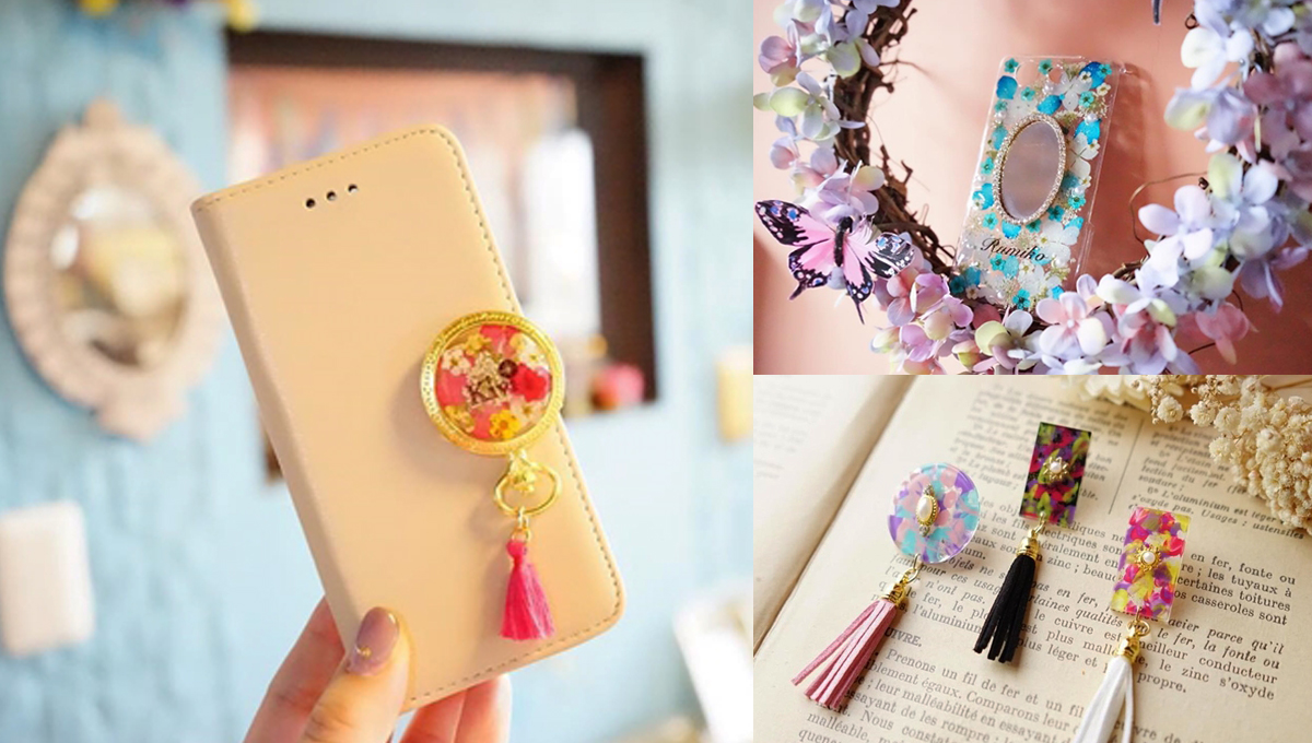 低調華麗的閃亮小心機！藏在寶石裡的壓花流蘇手機殼 kivi_flower、壓花、流蘇、手機殼、寶石