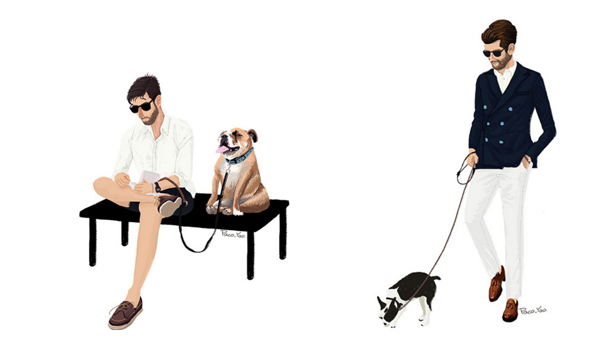 愛狗的男士  應該也有顆溫暖的心吧！ 狗、愛狗、毛小孩、溫馨、插畫、Paco Yao、藝術