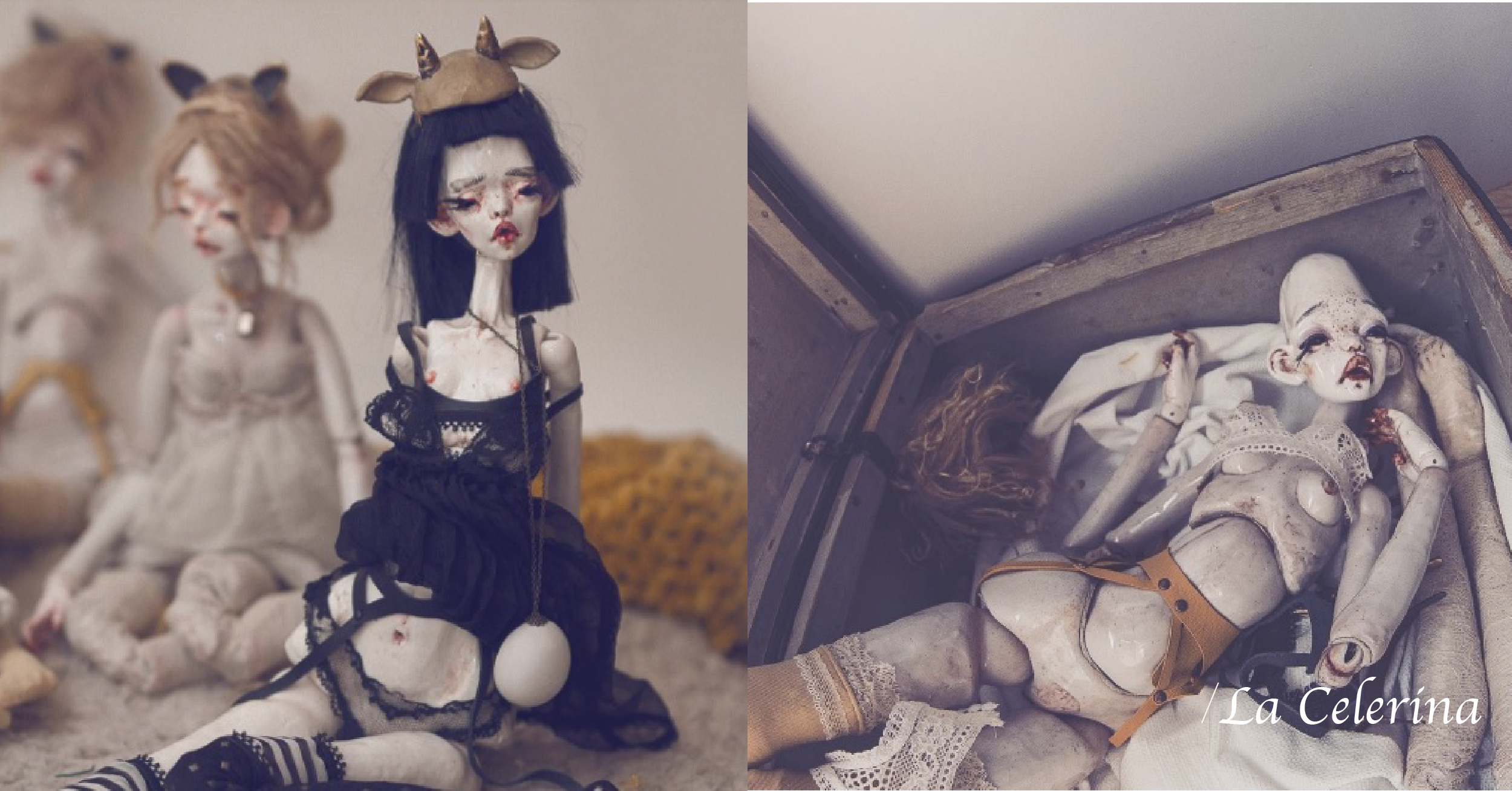 這些女孩的背後藏了什麼故事呢？眼神盡是悲傷的病態感陶瓷娃娃 陶瓷娃娃、悲傷、Celerina Mo、蒼白、難過、病態、過瘦、la.celerina、La Celerina、藝術