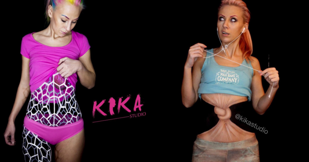 小姐你肚子擰在一起沒事吧？！超逼真人體彩繪差點讓人報警處理了 人體彩繪、特殊化妝、惡搞、獵奇、可怕、詭異、逼真、萬聖節、造型、化妝、藝術、art、藝術