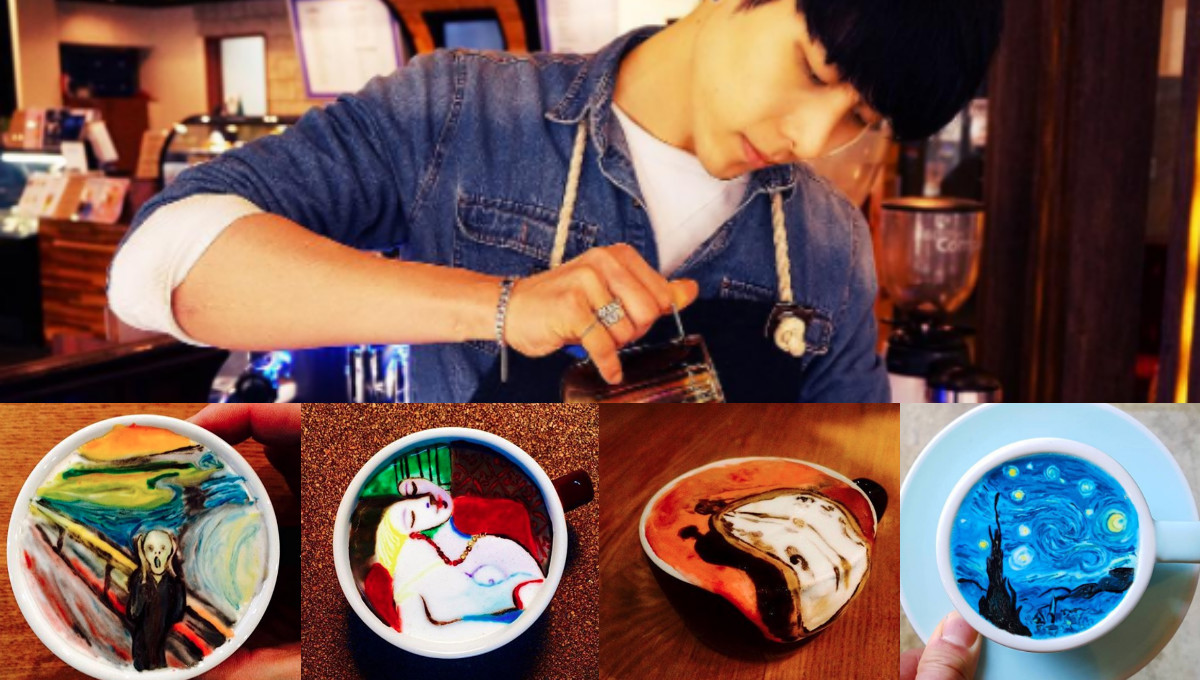 梵谷《星空》也能喝下肚！把咖啡當畫布的韓國型男拉花藝術家 韓國、歐爸、型男、帥哥、咖啡