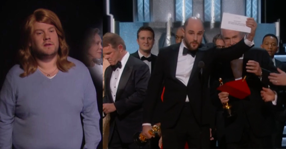 「是陰謀論還是華倫瞎了？」詹姆斯柯登扮胖版艾瑪史東嘲諷奧斯卡錯頒事件 詹姆斯柯登、The Late Late Show、奧斯卡、2017Oscar、華倫比提