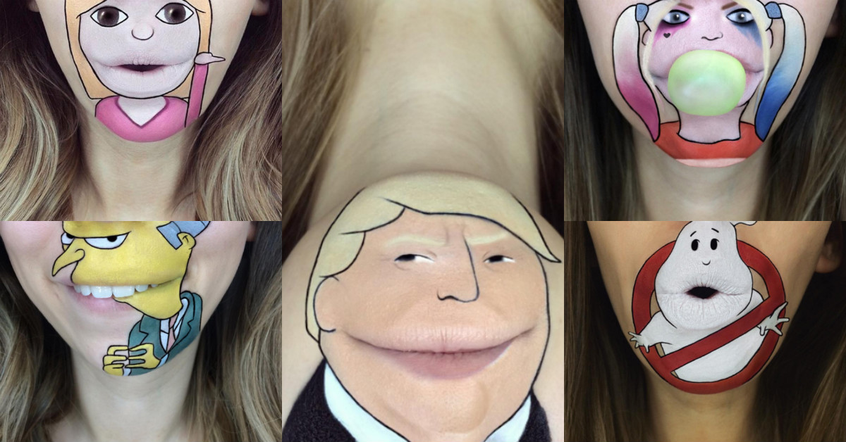 我的嘴唇同時也是它的嘴唇！超生動卡通人物唇妝爆笑登場 唇妝、彩妝、特殊化妝、可愛、有趣