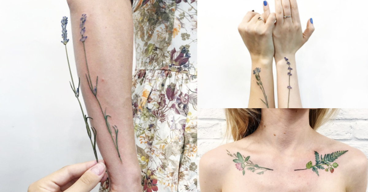 刺在身上的森林氣質 像是種真花在身上的文藝刺青  刺青、rit.kit.tattoo、花草、森林、烏克蘭、藝術、藝術