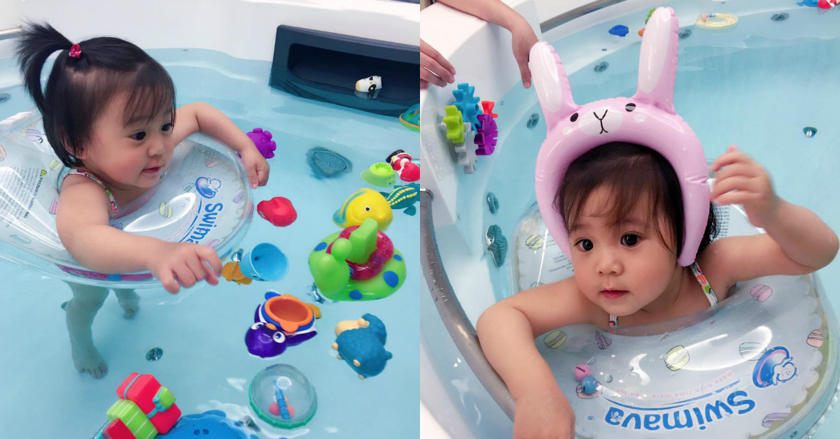 在家套泳圈哭喊想游泳！天氣太熱咘咘換泳裝游泳去～ 咘咘、游泳、賈靜雯、修杰楷、可愛、玩水